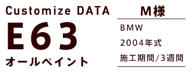 Customize DATA E63 オールペイント M様 BMW 2004年式 施工期間/3週間